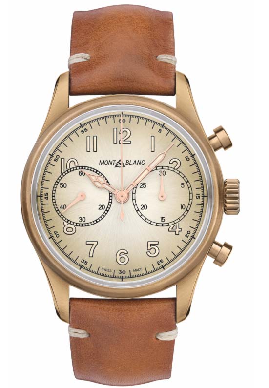 Montblanc 1858 Chronograph in bronze on cognac aged strap