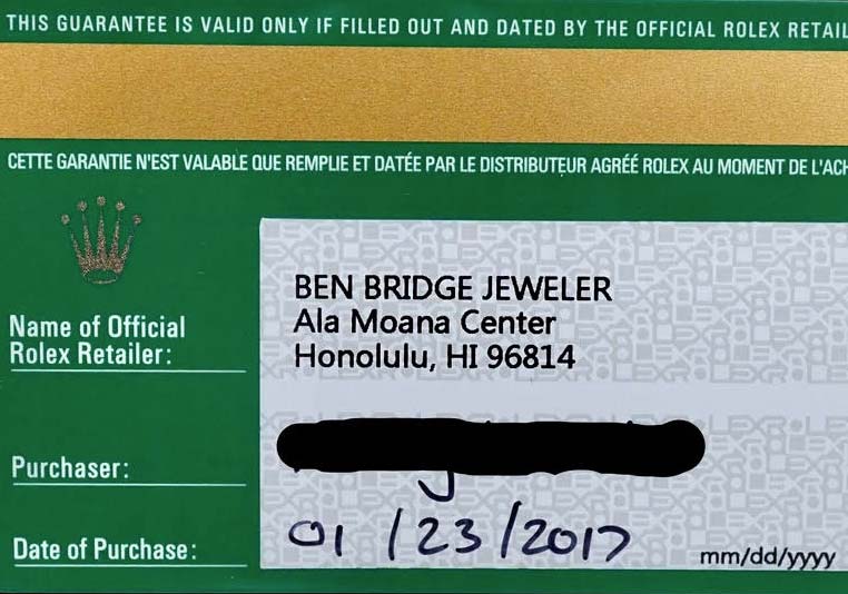Rolex Warranty Cards and Authorized Dealers
